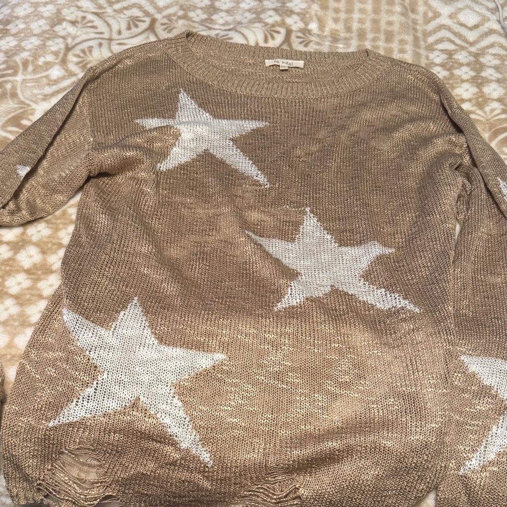 LA MIEL Beige Star Sweater